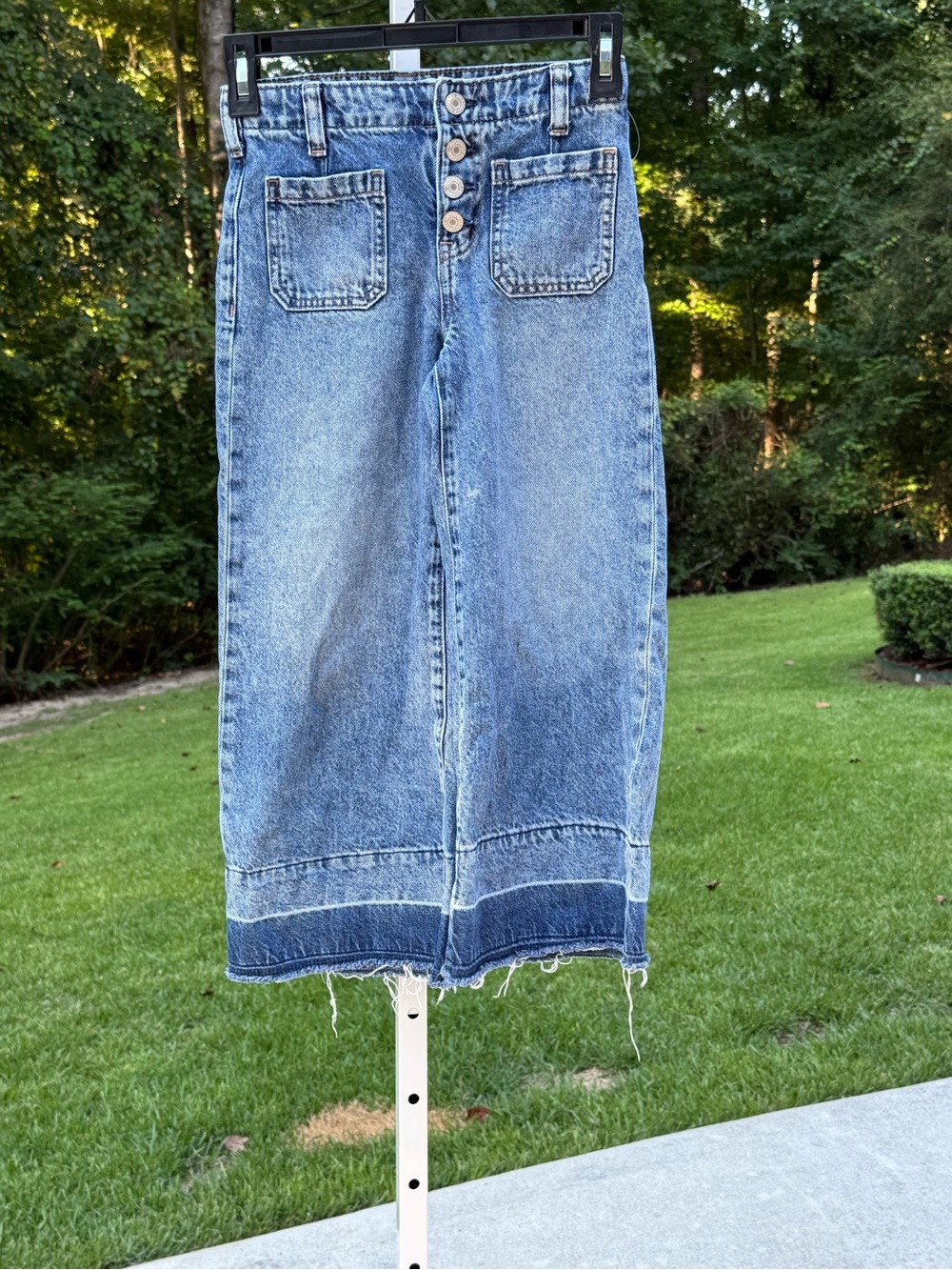 GAP Blue Button-Front Denim Midi Skirt